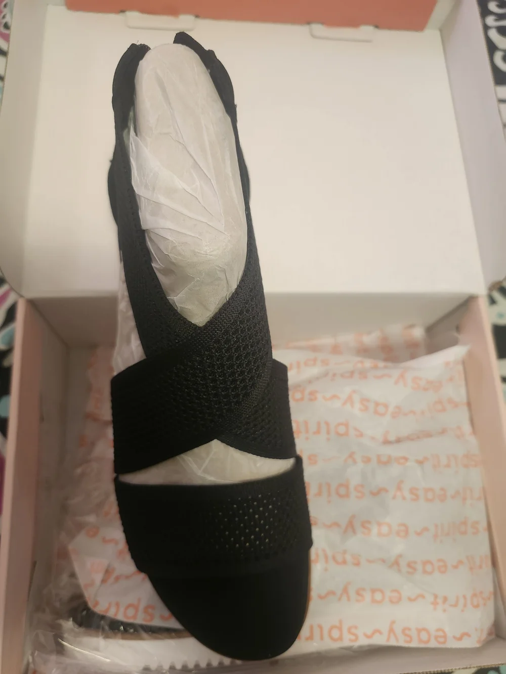 Easy Spirit Black Knit Slip-On Platform Clogs with White Sole - Picture 3 of 7